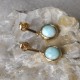 Boucles d'Oreilles Plaqué Or Barre et Demi Perle d'Amazonite