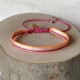 Bracelet Lien Tissé Bandes Rose Argenté et Orange