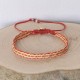 Bracelet Lien Tissé Rouge Losanges Oranges et Dorés