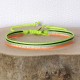Bracelet Lien Tissé Bandes Vert Fluo Argenté et Orange Fluo