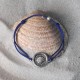 Bracelet Lien Médaille Ronde Laiton Argenté Coquillage