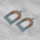Boucles d'Oreilles Argent 925 Etrier Bois et Résine