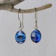 Boucles d'Oreilles Argent 925 Réversible Médaillon Ovale Nacre Ivoire et Abalone Bleu