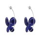 Boucles d'Oreilles Papillons Émaillés Bleus Points Blanc et Bleu Foncé