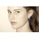 Boucles d'Oreilles Papillons Émaillés Bleus Points Blanc et Bleu Foncé