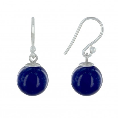 Boucles d'Oreilles Argent 925 Billes de Sodalite