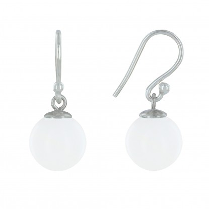 Boucles d'Oreilles Argent 925 Billes Coquillage Blanc