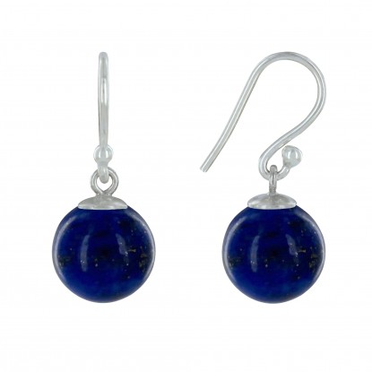 Boucles d'Oreilles Argent 925 Billes de Lapis Lazuli