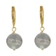 Boucles d'Oreilles Mini Créoles Plaqué Or et Perle de Labradorite