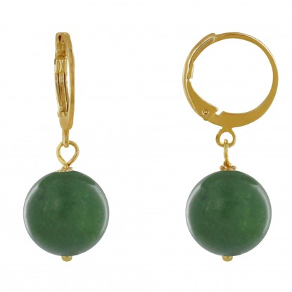 Boucles d'Oreilles Mini Créoles Plaqué Or et Perle de Jade