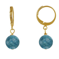 Boucles d'Oreilles Mini Créoles Acier Doré et Perle d'Apatite