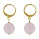 Boucles d'Oreilles Mini Créoles Plaqué Or et Perle de Quartz Rose