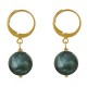 Boucles d'Oreilles Mini Créoles Plaqué Or et Perle de Séraphinite