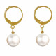 Boucles d'Oreilles Dormeuses Plaqué Or et Perle de Culture