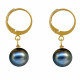 Boucles d'Oreilles Dormeuses Plaqué Or et Perle de Culture