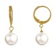 Boucles d'Oreilles Mini Créoles Plaqué Or et Perle de Culture