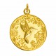 Pendentif Plaqué Or Médaille Ronde Colibri