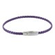 Bracelet Femme Tresse Plate en Cuir Brillant Fermoir Aimanté Métal Argenté