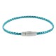 Bracelet Femme Tresse Plate en Cuir Brillant Fermoir Aimanté Métal Argenté