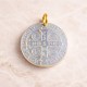 Pendentif Médaille Ronde Croix de Saint Benoit en Nacre