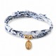 Bracelet Double Tour Lien Liberty et Petite Médaille Vierge Miraculeuse Plaqué Or