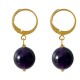Boucles d'Oreilles Mini Créoles Plaqué Or et Perle d'Améthyste
