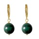 Boucles d'Oreilles Mini Créoles Plaqué Or et Perle de Malachite