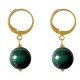 Boucles d'Oreilles Mini Créoles Plaqué Or et Perle de Malachite