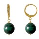 Boucles d'Oreilles Mini Créoles Plaqué Or et Perle de Malachite