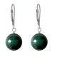 Boucles d'Oreilles Dormeuse Argent 925 et Perle de Malachite