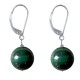 Boucles d'Oreilles Dormeuse Argent 925 et Perle de Malachite