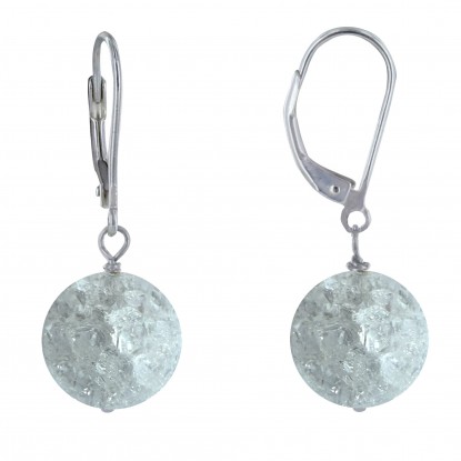 Boucles d'Oreilles Dormeuse Argent 925 et Perle de Cristal de Roche