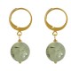 Boucles d'Oreilles Mini Créoles Plaqué Or et Perle de Prehnite