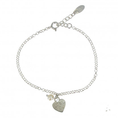 Bracelet Argent 925 Coeur Love You et Perle Blanche