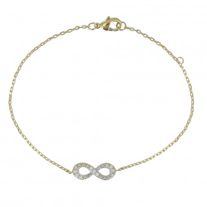Bracelet Plaqué Or Infini et Strass Cristal