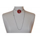 Collier Verre Fleur de Coquelicot Rouge