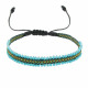Bracelet Tissé Noir et Vert Perles Turquoise