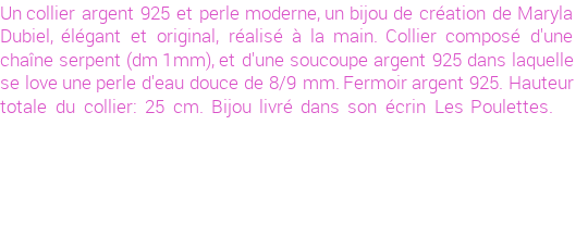 Drôle de créations de Bijoux Fantaisie, c'est un design inattendu que nous réservait Maryla Dubiel. Créé avec passion, ces Bijoux Fantaisie en Perles de Culture sauront combler chaque Femme amateur de bijoux et accessoires originaux. Il en reste 1 exemplaire, commandez rapidement. Le bijou vous sera expédié directement du site www.lespoulettes-bijoux.fr, dans son écrin bleu turquoise original.