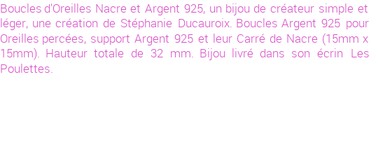 Drôle de créations de Bijoux Fantaisie, c'est un design inattendu que nous réservait Stephanie Ducauroix. Créé avec passion, ces Bijoux Fantaisie en Nacre sauront combler chaque Femme amateur de bijoux et accessoires originaux. Il en reste 11 exemplaires, commandez rapidement. Le bijou vous sera expédié directement du site www.lespoulettes-bijoux.fr, dans son écrin bleu turquoise original.