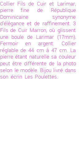 Drôle de créations de Bijoux Fantaisie, c'est un design inattendu que nous réservait Stephanie Ducauroix. Créé avec passion, ces Bijoux Fantaisie en Larimar sauront combler chaque Femme amateur de bijoux et accessoires originaux. Il en reste 1 exemplaire, commandez rapidement. Le bijou vous sera expédié directement du site www.lespoulettes-bijoux.fr, dans son écrin bleu turquoise original.