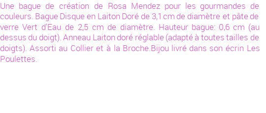 Drôle de créations de Bijoux Fantaisie, c'est un design inattendu que nous réservait Rosa Mendez. Créé avec passion, ces Bijoux Fantaisie en Verre sauront combler chaque Femme amateur de bijoux et accessoires originaux. Il en reste 1 exemplaire, commandez rapidement. Le bijou vous sera expédié directement du site www.lespoulettes-bijoux.fr, dans son écrin bleu turquoise original.