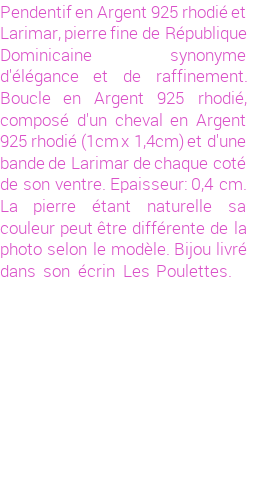 Drôle de créations de Bijoux Fantaisie, c'est un design inattendu que nous réservait Stephanie Ducauroix. Créé avec passion, ces Bijoux Fantaisie en Larimar sauront combler chaque Femme amateur de bijoux et accessoires originaux. Il en reste 1 exemplaire, commandez rapidement. Le bijou vous sera expédié directement du site www.lespoulettes-bijoux.fr, dans son écrin bleu turquoise original.