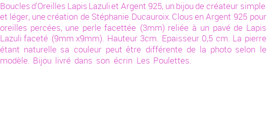 Drôle de créations de Bijoux Fantaisie, c'est un design inattendu que nous réservait Stephanie Ducauroix. Créé avec passion, ces Bijoux Fantaisie en Argent sauront combler chaque Femme amateur de bijoux et accessoires originaux. De couleur Bleu, il possède les dimensions suivantes. Longueur de 30mm. Largeur de 9mm. Diamètre de 3mm. Il en reste 1 exemplaire, commandez rapidement. Le bijou vous sera expédié directement du site www.lespoulettes-bijoux.fr, dans son écrin bleu turquoise original.