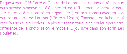 Drôle de créations de Bijoux Fantaisie, c'est un design inattendu que nous réservait Stephanie Ducauroix. Créé avec passion, ces Bijoux Fantaisie en Larimar sauront combler chaque Femme amateur de bijoux et accessoires originaux. Il en reste 3 exemplaires, commandez rapidement. Le bijou vous sera expédié directement du site www.lespoulettes-bijoux.fr, dans son écrin bleu turquoise original.