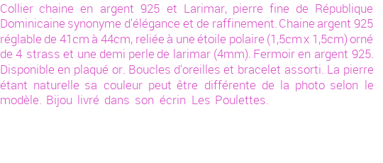 Drôle de créations de Bijoux Fantaisie, c'est un design inattendu que nous réservait Stephanie Ducauroix. Créé avec passion, ces Bijoux Fantaisie en Larimar sauront combler chaque Femme amateur de bijoux et accessoires originaux. Il en reste 1 exemplaire, commandez rapidement. Le bijou vous sera expédié directement du site www.lespoulettes-bijoux.fr.