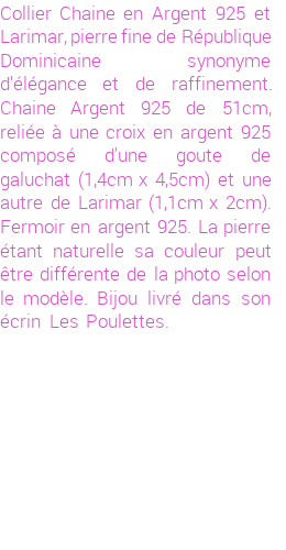 Drôle de créations de Bijoux Fantaisie, c'est un design inattendu que nous réservait Stephanie Ducauroix. Créé avec passion, ces Bijoux Fantaisie en Larimar sauront combler chaque Femme amateur de bijoux et accessoires originaux. Il en reste 1 exemplaire, commandez rapidement. Le bijou vous sera expédié directement du site www.lespoulettes-bijoux.fr, dans son écrin bleu turquoise original.