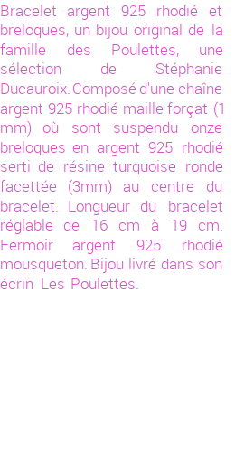 Drôle de créations de Bijoux Fantaisie, c'est un design inattendu que nous réservait Stephanie Ducauroix. Créé avec passion, ces Bijoux Fantaisie en Argent sauront combler chaque Femme amateur de bijoux et accessoires originaux. Il en reste 6 exemplaires, commandez rapidement. Le bijou vous sera expédié directement du site www.lespoulettes-bijoux.fr, dans son écrin bleu turquoise original.