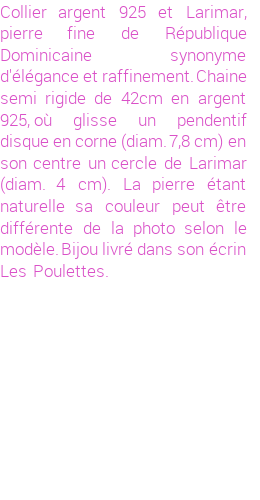 Drôle de créations de Bijoux Fantaisie, c'est un design inattendu que nous réservait Stephanie Ducauroix. Créé avec passion, ces Bijoux Fantaisie en Larimar sauront combler chaque Femme amateur de bijoux et accessoires originaux. Il en reste 1 exemplaire, commandez rapidement. Le bijou vous sera expédié directement du site www.lespoulettes-bijoux.fr, dans son écrin bleu turquoise original.
