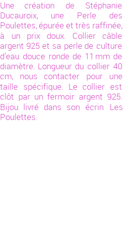 Drôle de créations de Bijoux Fantaisie, c'est un design inattendu que nous réservait Stephanie Ducauroix. Créé avec passion, ces Bijoux Fantaisie en Perles de Culture sauront combler chaque Femme amateur de bijoux et accessoires originaux. Il en reste 3 exemplaires, commandez rapidement. Le bijou vous sera expédié directement du site www.lespoulettes-bijoux.fr, dans son écrin bleu turquoise original.