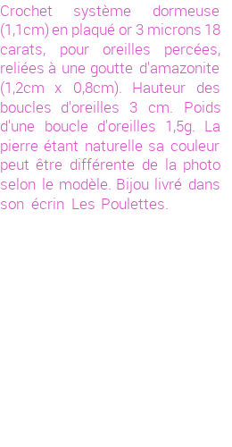 Drôle de créations de Bijoux Fantaisie, c'est un design inattendu que nous réservait Stephanie Ducauroix. Créé avec passion, ces Bijoux Fantaisie en Plaqué Or sauront combler chaque Femme amateur de bijoux et accessoires originaux. De couleur Vert, il possède les dimensions suivantes. Longueur de 30mm. Largeur de 8mm. Diamètre de 11mm. Il en reste 3 exemplaires, commandez rapidement. Le bijou vous sera expédié directement du site www.lespoulettes-bijoux.fr.